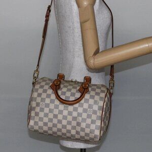 LOUIS VUITTON Damier Azur Speedy Bandouliere 25 Hand Bag N41000 LV Auth 147460